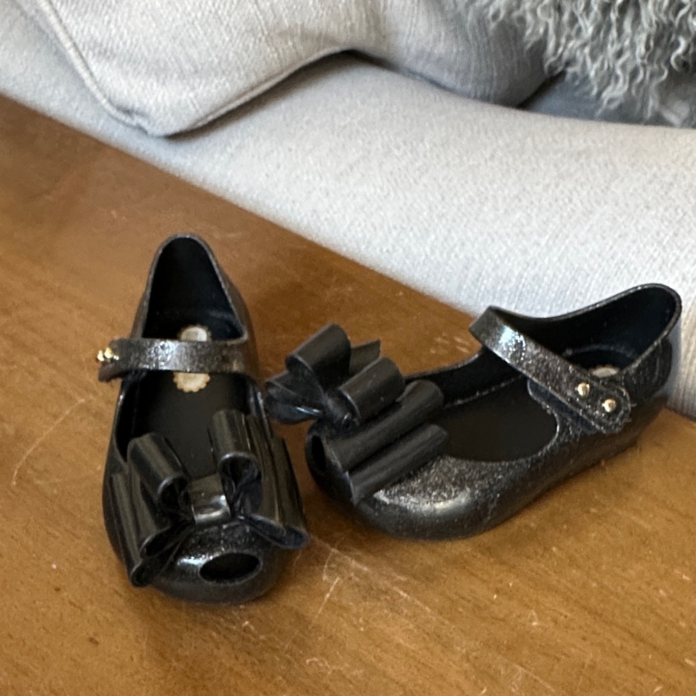 Mini Melissa ultra Kids Black Mary Jane Bow Flats size 6